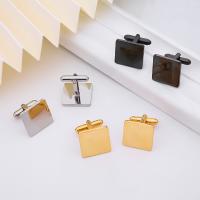 Stainless Steel Cufflink, 304 Stainless Steel, Square, Vacuum Ion Plating, 2 pieces & for man 