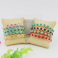 Zinc Alloy Resin Bracelets, with Elastic Thread & Crystal & Resin, gold color plated, fashion jewelry & Bohemian style & stoving varnish & Unisex Inner Approx 55mm [