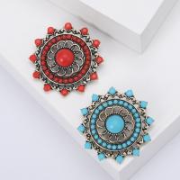 Resin Brooch, Zinc Alloy, with Resin, Flower, antique gold color plated, vintage & fashion jewelry & for woman & hollow 