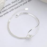 Sterling Silver Bracelets, 925 Sterling Silver, with 1.18inch extender chain, bright silver color plated, fashion jewelry & for woman Approx 5.9 Inch 
