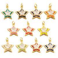 Cubic Zirconia Brass Pendants, Star, gold color plated, fashion jewelry & for woman & enamel & with cubic zirconia Approx 3.5mm 