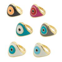 Evil Eye Jewelry Finger Ring, Brass, gold color plated, fashion jewelry & evil eye pattern & enamel 18*19*3mm,17mm 