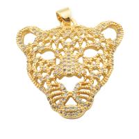 Cubic Zirconia Micro Pave Brass Pendant, Tiger, gold color plated, fashion jewelry & micro pave cubic zirconia & for woman, golden Approx 3.5mm 