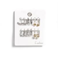 Plastic Pearl Zinc Alloy Earring, with Plastic Pearl, Unisex & with rhinestone 