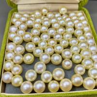 Natural Akoya Cultured Pearl Beads, Akoya Cultured Pearls, Round, DIY golden [