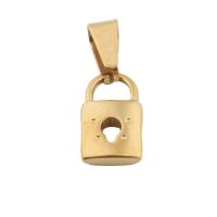 Stainless Steel Pendants, 304 Stainless Steel, Lock, Vacuum Ion Plating, fashion jewelry & Unisex, golden 