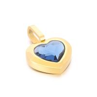 Stainless Steel Heart Pendants, 304 Stainless Steel, with Glass Rhinestone, Vacuum Ion Plating, DIY [