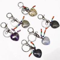 Iron Key Clasp, with Gemstone, Heart, fashion jewelry 30mm 