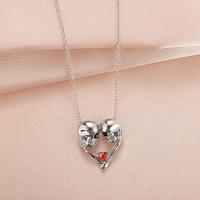 Glass Zinc Alloy Necklace, with Glass, fashion jewelry & with rhinestone, silver color Approx 50 cm 