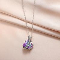 Glass Zinc Alloy Necklace, with Glass, fashion jewelry & for woman & with rhinestone Approx 50 cm 