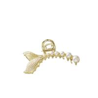 Hair Claw Clips, Zinc Alloy, with Plastic Pearl, Mermaid tail, gold color plated, fashion jewelry & for woman 