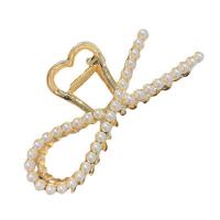 Hair Claw Clips, Zinc Alloy, with Plastic Pearl, gold color plated & for woman & with rhinestone, 115mm [