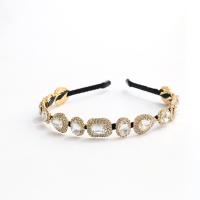 Hair Bands, Crystal, with Cloth & Zinc Alloy, gold color plated, for woman & with rhinestone 315mm, 6mm [