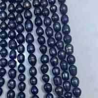 Perlas Arroz Freshwater, Perlas cultivadas de agua dulce, teñido & Bricolaje, Negro, 7-8mm, longitud:aproximado 16 Inch, Vendido por Sarta