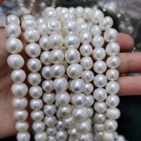 Naturales agua dulce perlas sueltas, Perlas cultivadas de agua dulce, Ligeramente redondo, Bricolaje, Blanco, 8.5-9.5mm, longitud:aproximado 36 cm, Vendido por Sarta[
