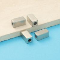 Titanium Steel Spacer Bead, Square bugle, Vacuum Ion Plating, fashion jewelry & DIY, silver color Approx 3.2mm 