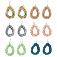 Glass Pearl Drop Earring, Brass, with Glass Beads, Teardrop, plated, fashion jewelry [