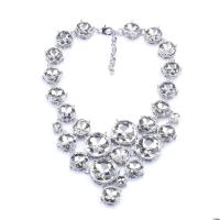 Rhinestone Zinc Alloy Necklace, with Glass Rhinestone, with 2.76inch extender chain, Geometrical Pattern, plated, fashion jewelry & for woman Approx 16.9 Inch [