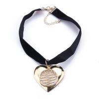 Fashion Choker Necklace, Zinc Alloy, with Velveteen, with 3.15inch extender chain, Heart, plated, fashion jewelry & for woman & hollow Approx 13.8 Inch 