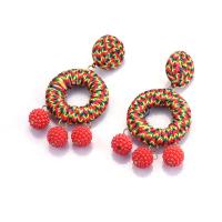 Plastic Pearl Zinc Alloy Earring, with Cotton Thread & Plastic, Geometrical Pattern, plated, Bohemian style & for woman & hollow 