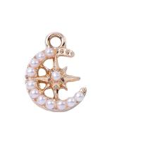 Plastic Zinc Alloy Pendants, with Plastic Pearl, KC gold color plated, DIY & with rhinestone, 8-27mm [