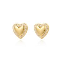 Cubic Zirconia Micro Pave Brass Earring, Heart, 18K gold plated, fashion jewelry & micro pave cubic zirconia & for woman 