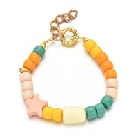 Acrylique Bracelets en Alliage de zinc , avec alliage de zinc, étoile, Placage de couleur d'or, Mignon & pour femme, multicolore Environ 16 cm, Vendu par PC