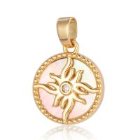 Cubic Zirconia Micro Pave Brass Pendant, with Shell, plated, fashion jewelry & DIY & micro pave cubic zirconia 