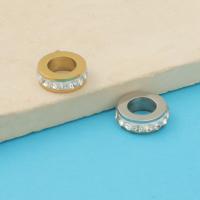 Titanium Steel Spacer Bead, Round, plated, fashion jewelry & DIY & micro pave cubic zirconia Approx 6mm 