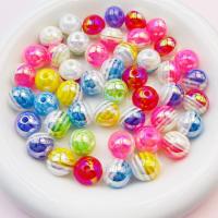 Perles acryliques plaquée, Acrylique, Rond, DIY & modèles différents pour le choix, plus de couleurs à choisir, 14mm Vendu par sac[