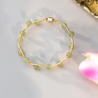 Jade Bracelets, Hetian Jade, with Brass, fashion jewelry & for woman, green, 5-6mm Approx 18 cm [