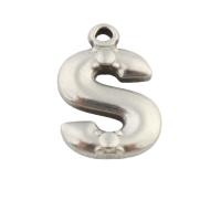 Stainless Steel Letter Pendant, 304 Stainless Steel, Letter S, fashion jewelry & Unisex, original color Approx 1.5mm [
