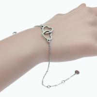 Stainless Steel Chain Bracelets, 304 Stainless Steel, with 4.5cm extender chain, Heart, polished, fashion jewelry & for woman, original color Approx 17.5 cm [