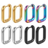 Edelstahl Hoop Ohrringe, 304 Edelstahl, Quadrat, Galvanische Beschichtung, Modeschmuck & unisex, keine, 15x15mm, verkauft von Paar