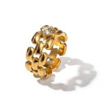 Cubic Zirconia anillo de dedo de acero inoxidable, acero inoxidable 304, 18K chapado en oro, diverso tamaño para la opción & micro arcilla de zirconia cúbica & para mujer, dorado, 10mm, Vendido por UD