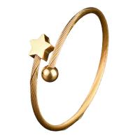 Stainless Steel Bangle, 304 Stainless Steel, Star, plated, fashion jewelry & for woman, golden, Inner Approx 55mm [