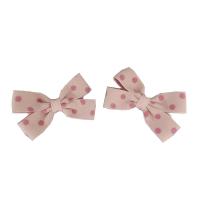 Alligator Hair Clip, Polyester and Cotton, with Iron, Bowknot, 2 pieces & for children, pink, 60mm [