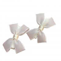 Alligator Hair Clip, Spun Silk, with Iron, Bowknot, 2 pieces & for children, white, 60mm [