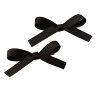 Alligator Hair Clip, Polyester and Cotton, with Iron, Bowknot, 2 pieces & for children, black, 75mm 