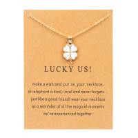 Enamel Zinc Alloy Necklace, with 5CM extender chain, Four Leaf Clover, plated, for woman Approx 45 cm [