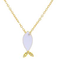 Enamel Zinc Alloy Necklace, with 5CM extender chain, Fish, plated, for woman & with rhinestone Approx 45 cm [