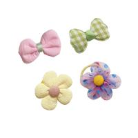 Children Hair Clip, Cloth, with Plastic Pearl, 10 pieces & Girl & bowknot design 40-65mm [