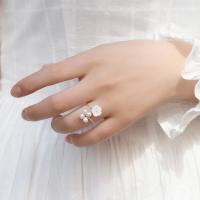 Культивированный пресноводные жемчужные палец кольцо, Пресноводные жемчуги, с Латунь, ювелирные изделия моды & разный размер для выбора & Женский, белый, продается PC