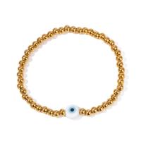 Evil Eye Jewelry Bracelet, 304 Stainless Steel, 18K gold plated, fashion jewelry & for woman & enamel, golden, Inner Approx 51.3mm 