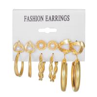 Plastic Pearl Zinc Alloy Earring, with Plastic Pearl, plated, 6 pieces & for woman 