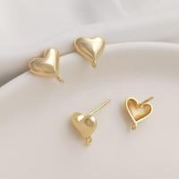 Brass Earring Stud Component, Heart, real gold plated, DIY, gold [