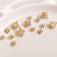Cubic Zirconia Brass Pendants, Conical, real gold plated & micro pave cubic zirconia, gold 