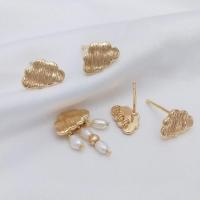 Messing Ohrring Stecker, Wolke, vergoldet, für Frau, Goldfarbe, 11x7mm, verkauft von Paar