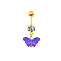 Stainless Steel Belly Ring, 316L Stainless Steel, fashion jewelry & for woman & with rhinestone 