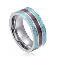 Мужское вольфрамовое стальное кольцо навалом, Вольфрама сталь, с бирюза, ювелирные изделия моды & Мужская & разный размер для выбора продается PC